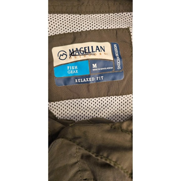 Magellan Fish Gear Shirt Size Medium Olive Green Short Sleeve - Picture 3 of 6